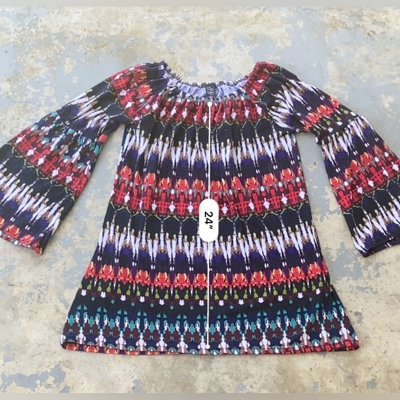 Women's Multicolor Bell Sleeve Tunic - Picture 5 of 6